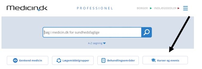 Kurser, events og header