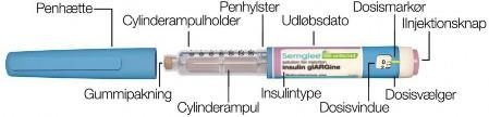 Semglee Orifarm A/S injektionsvæske, opløsning i fyldt pen 100 enheder/ml